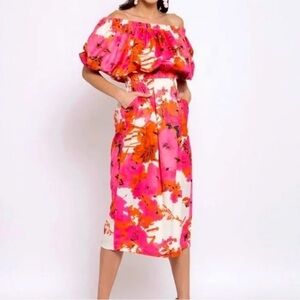 Souk + Sepia x Xiarichanming Off-Shoulder Floral Midi Dress